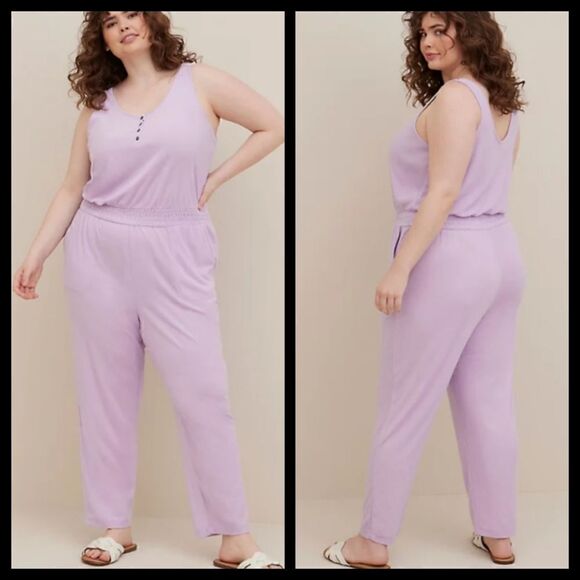 3X 22W 24W Torrid Purple Jumpsuit Romper One piece Terrycloth Lounge Cover Up Sw - Picture 1 of 8